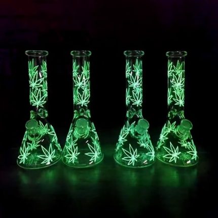 BONG VIDRIO 26CM LEAF GLOW IN THE DARK XU