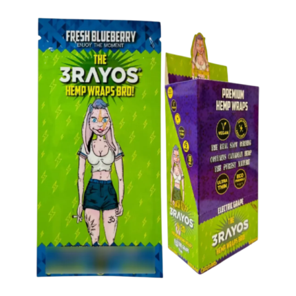 PAPEL ORGANICO 5 WRAP 3RAYOS FRESH BLUEBERRY  DISPLAY X18