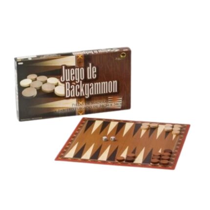 BACKGAMMON BISONTE TABLERO 34 X 34 FICHAS MADERA